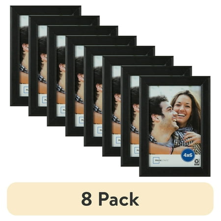 (8 pack) Mainstays 4x6 Step Black Basic Tabletop Picture Frame