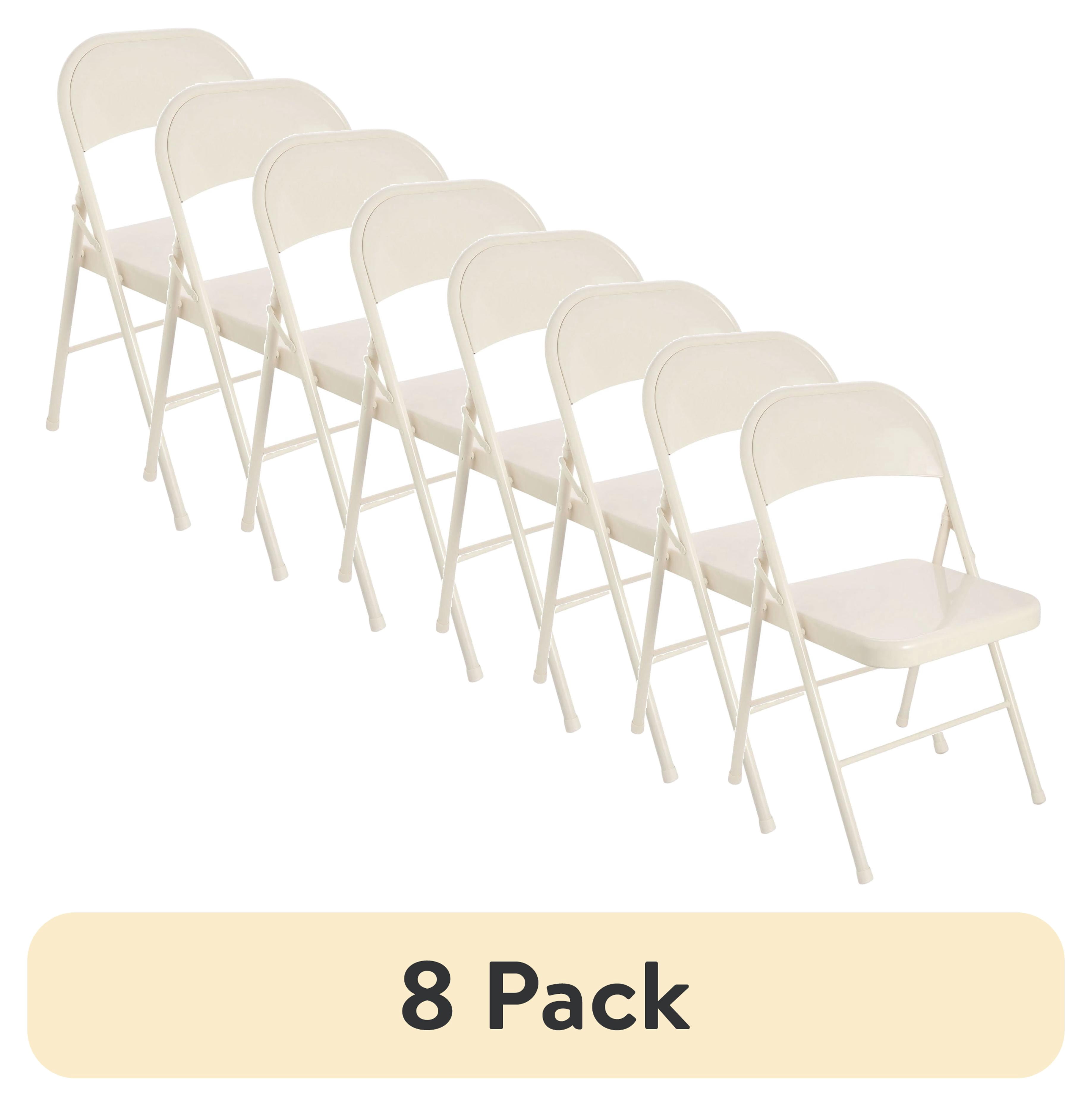 (8 pack) Mainstays Metal Folding Chair, Cream
