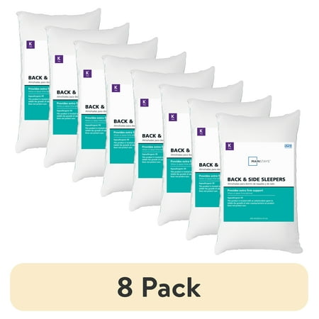 (8 pack) Mainstays Back & Side Sleeper Bed Pillow, King - Extra Firm Support