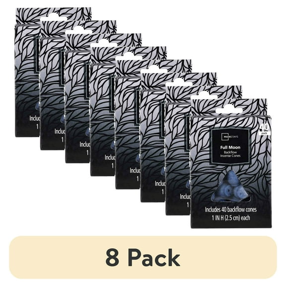(8 pack) Mainstays Backflow Incense Cones, Full Moon Fragrance (Black), 40 Pack