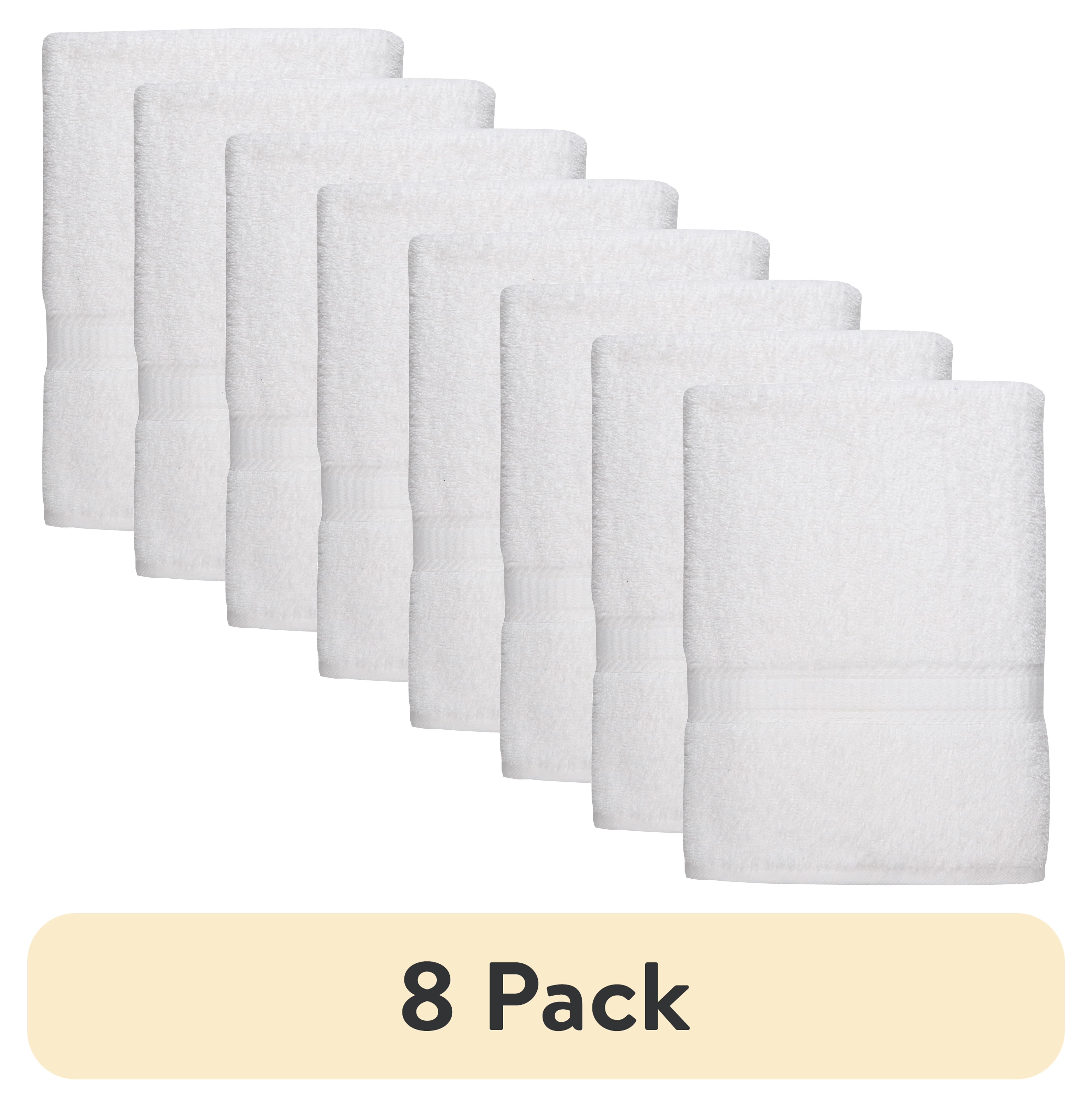 (8 pack) Mainstays Basic Bath Towel, Soft 100% Cotton and Highly Absorbent Bath Towel, White