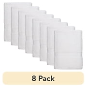 (8 pack) Mainstays Basic Bath Towel, Soft 100% Cotton and Highly Absorbent Bath Towel, White