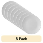 (8 pack) Mainstays Glazed White Round Stoneware Salad Plate, 7.5”