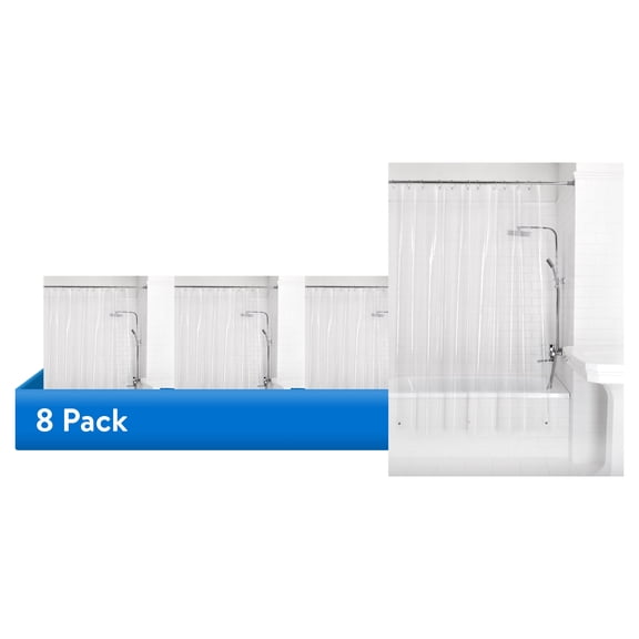 (8 pack) Mainstays Medium Weight PEVA Shower Curtain Liner , 70" x 71" – Clear