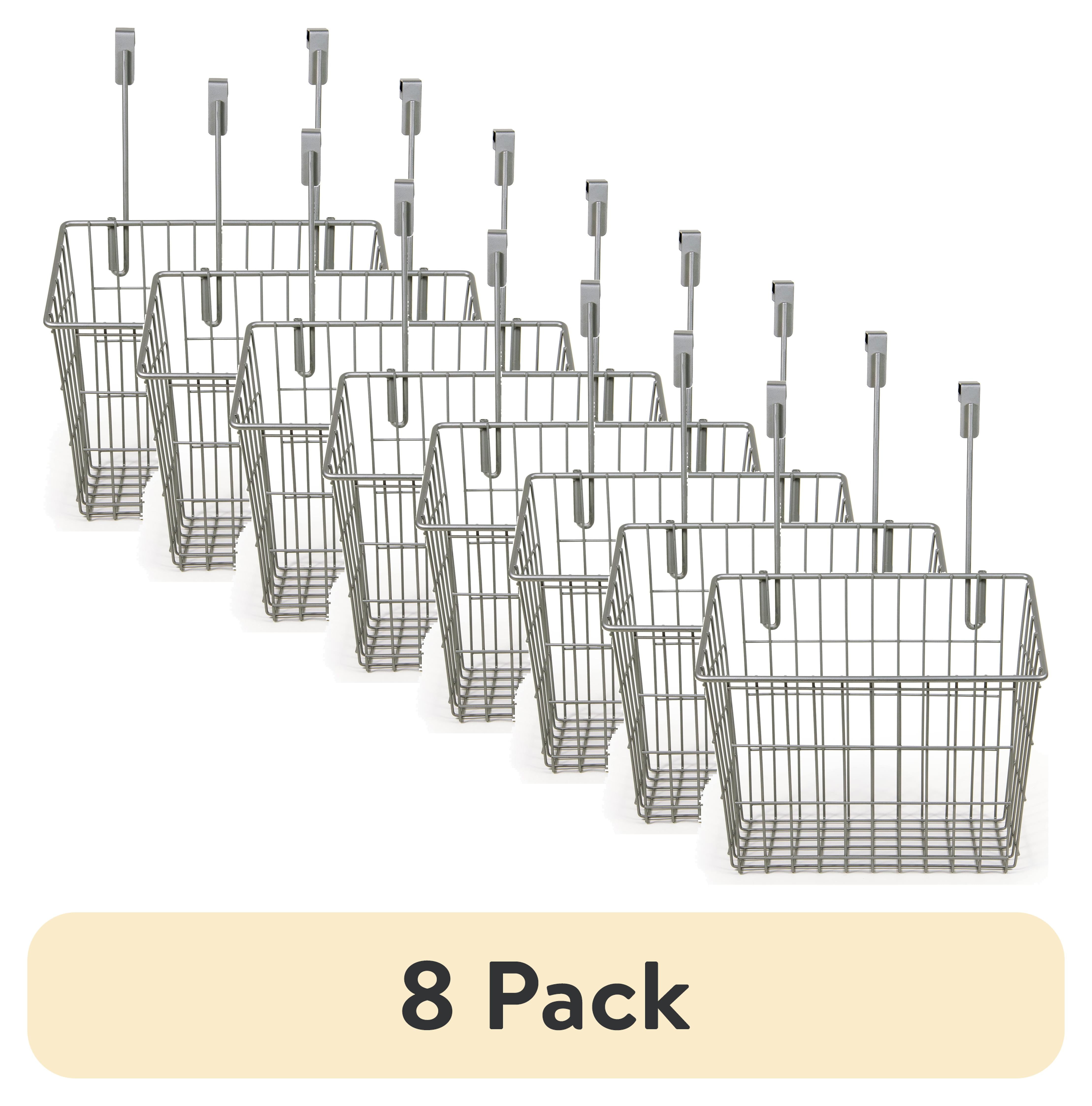 (8 pack) Mainstays Metal Wire Over-Cabinet Door Basket Organizer, Kitchen Cabinet Storage Basket for Pantry, Kitchen and Cabinet Organization, Medium