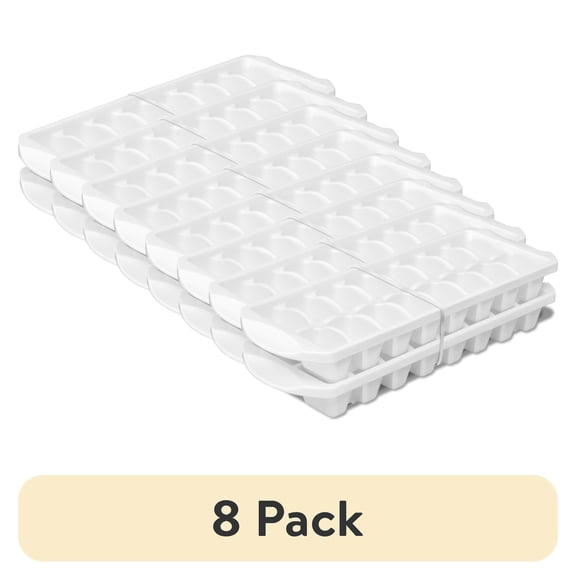(8 pack) Mainstays Set of Two Stacking Ice Cube Trays, Freezer-Safe, Durable Food-Safe Plastic, BPA-Free, White