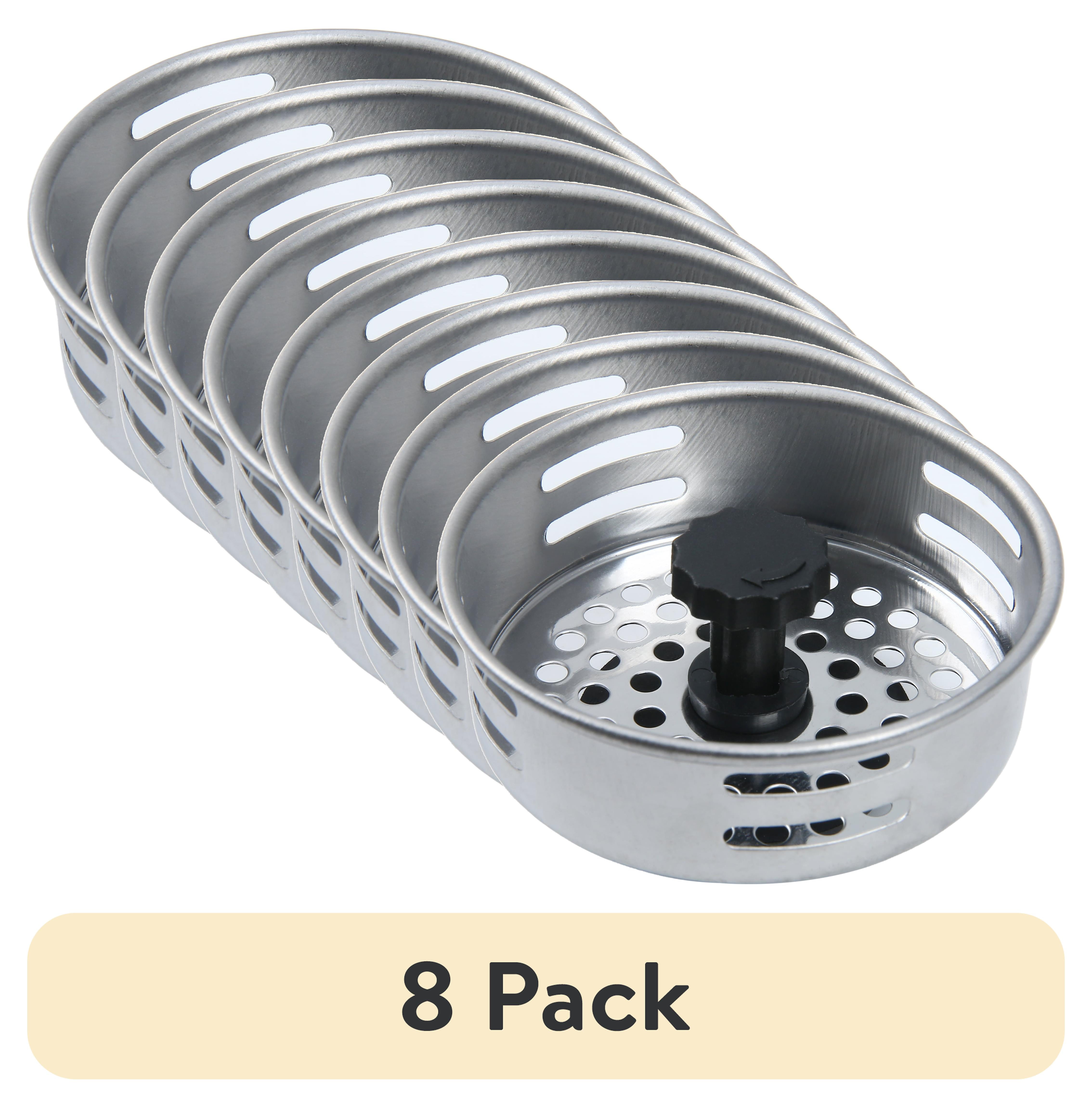(8 pack) Mainstays Silver Stainless Steel Kitchen Sink Strainer and Drain Catcher with Rubber Stopper