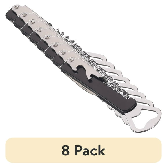 (8 pack) Mainstays Stainless Steel and Plastic Waiter's Corkscrew Bottle Opener, Black