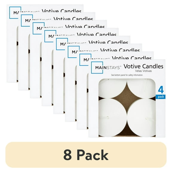 (8 pack) Mainstays Unscented Votive Candles, White, 4 Count