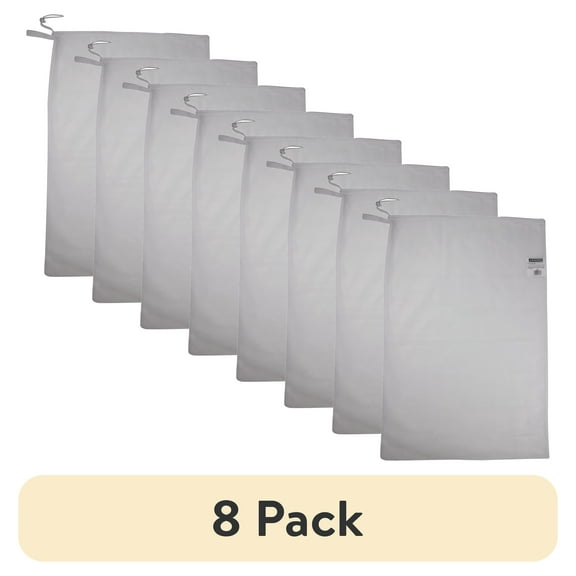 (8 pack) Mainstays Polyester Mesh Laundry Bag with Drawstring Closure, White, 24" x 36"