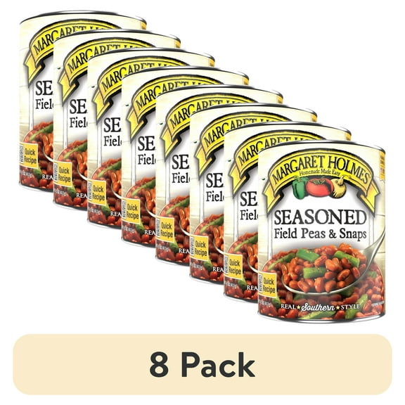 (8 pack) Margaret Holmes Field Peas and Snaps, Canned Vegetables, 15 oz