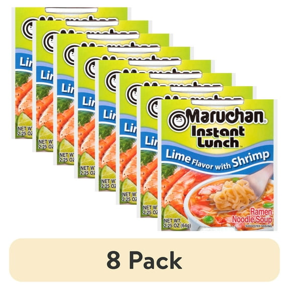 (8 pack) Maruchan Instant Lunch Ramen Noodles, Lime Flavor with Shrimp, 2.25 oz Cup