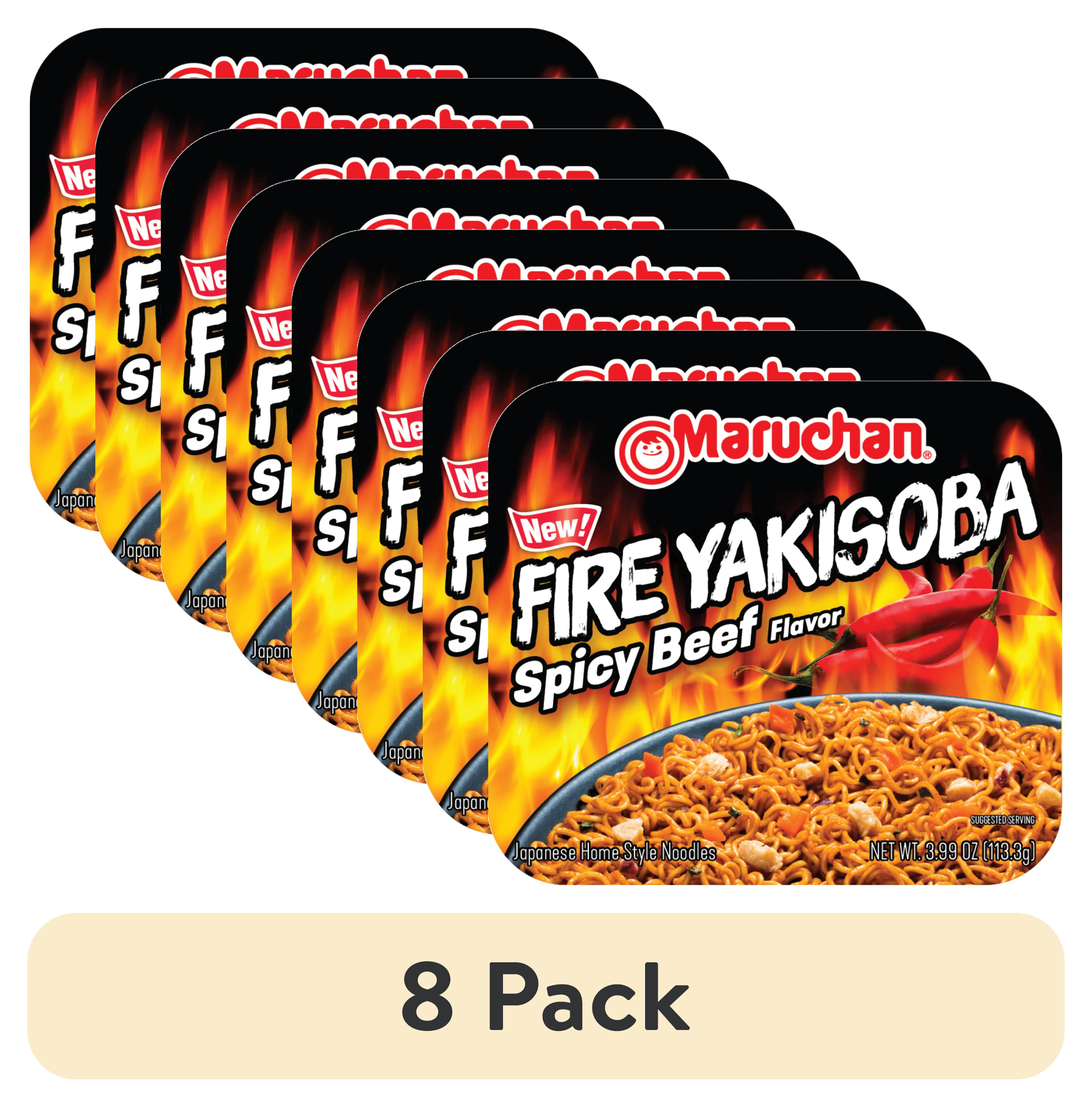 (8 pack) Maruchan Yakisoba Fire Spicy Beef Flavor Noodles, Shelf Stable, 3.99 oz Package