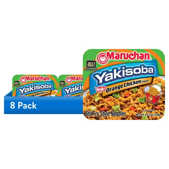 (8 pack) Maruchan Yakisoba Orange Chicken Flavor Noodles, 4.23 oz Shelf Stable Package