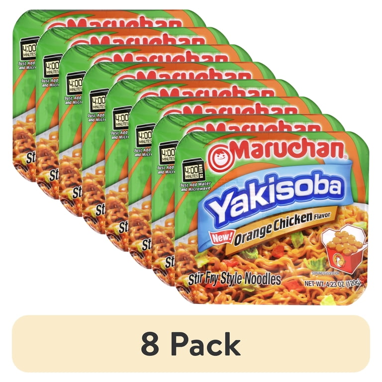 8 pack) Maruchan Yakisoba Orange Chicken Flavor Noodles, 4.23 oz