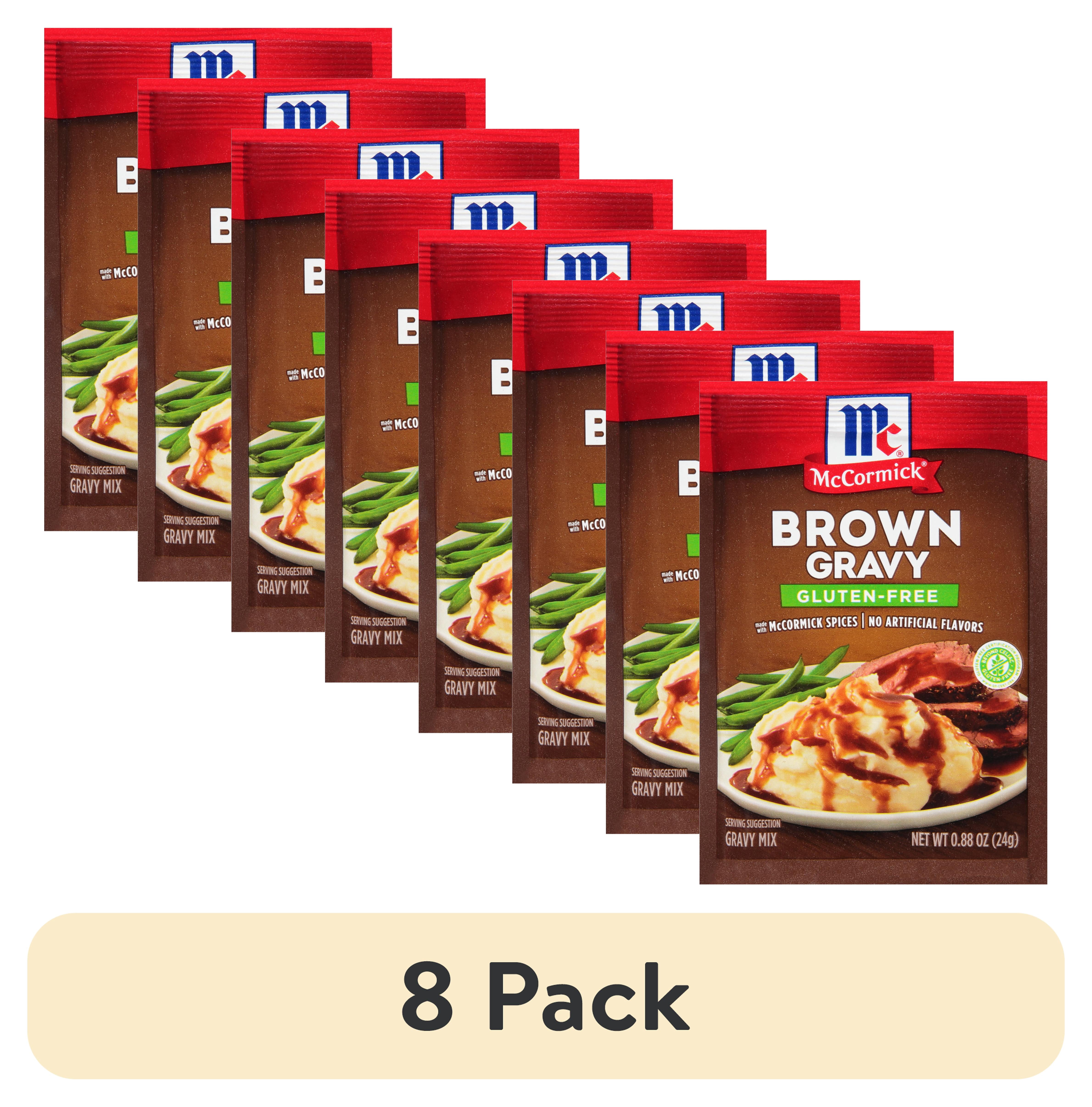 (8 pack) McCormick No Artificial Flavors Gluten Free Brown Gravy Seasoning Mix, 0.88 oz Packet
