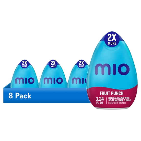 (8 pack) mio Fruit Punch Flavored with other natural flavor Liquid Water Enhancer, 3.24 fl oz Bottle