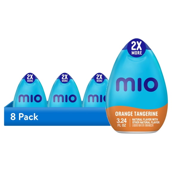 (8 pack) MiO Vitamins Orange Tangerine Sugar Free Water Enhancer with 2X More, 3.24 fl oz Big Bottle, Liquids