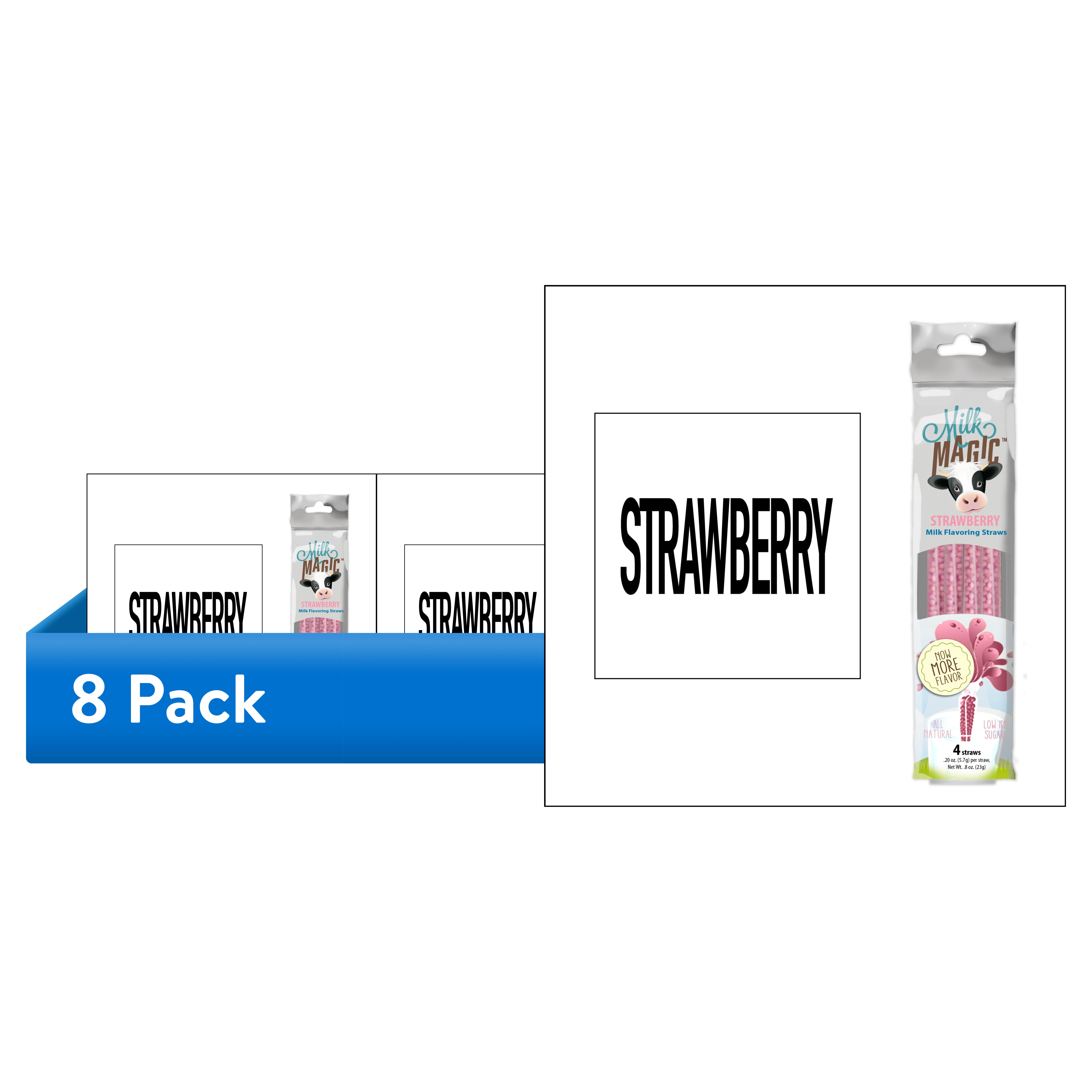 (8 pack) Milk Magic Strawberry Milk Flavoring Straws 24 Count