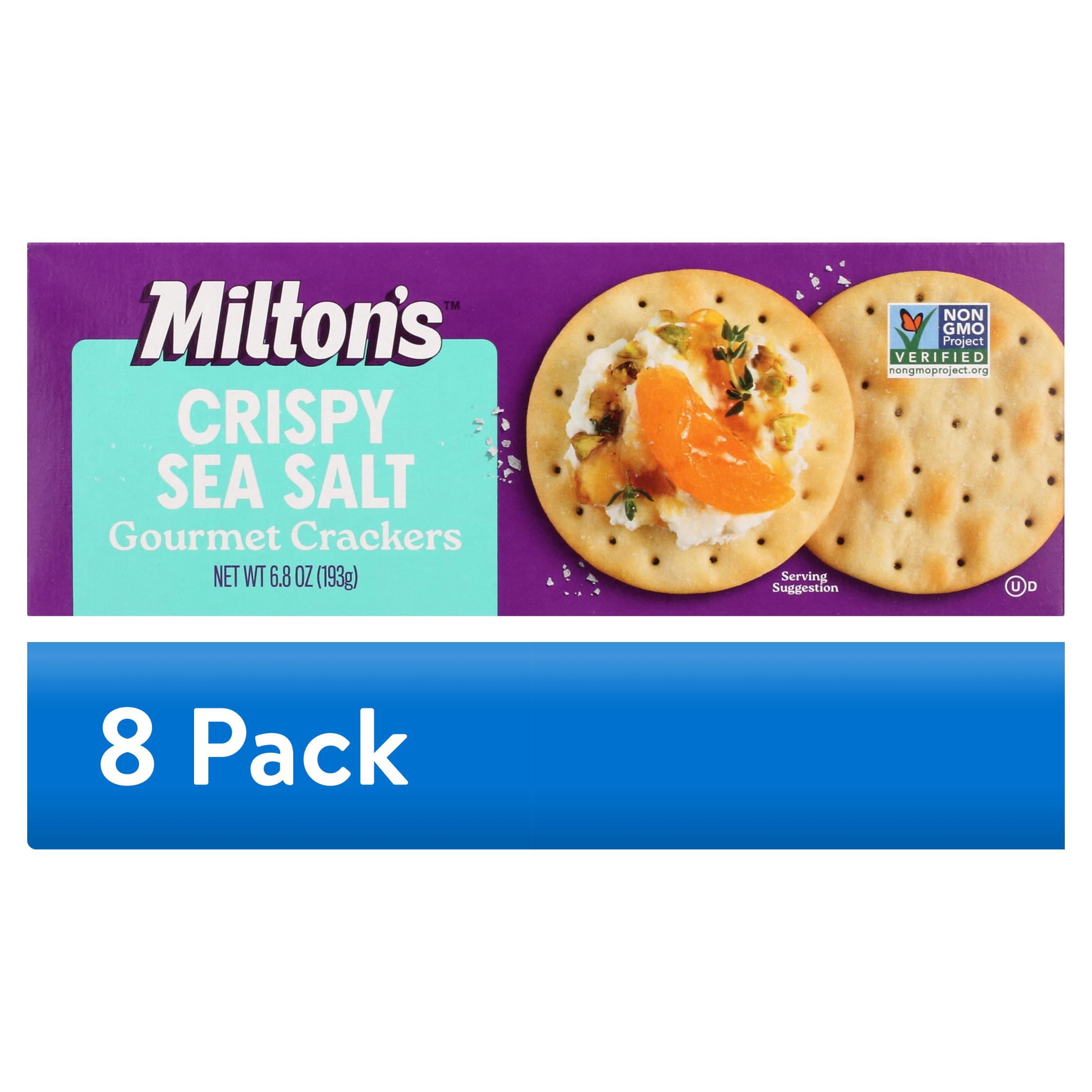 (8 pack) Milton's Gourmet Crackers - Crispy Sea Salt, 6.8oz, Cardboard Box