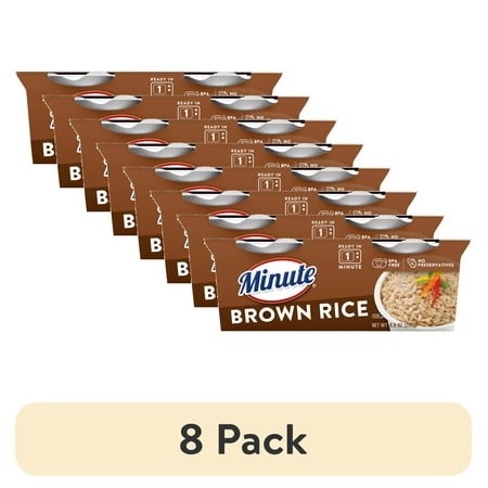 (8 pack) Minute Brown Rice, Microwaveable Rice Cups, 4.4 oz, 2 Count