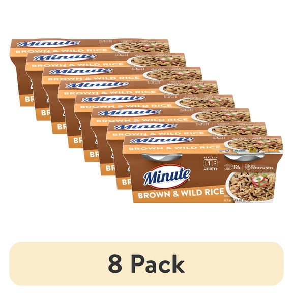(8 pack) Minute Ready-to-Eat Brown and Wild Rice, Microwaveable Rice Cups, 4.4 oz, 2 Count