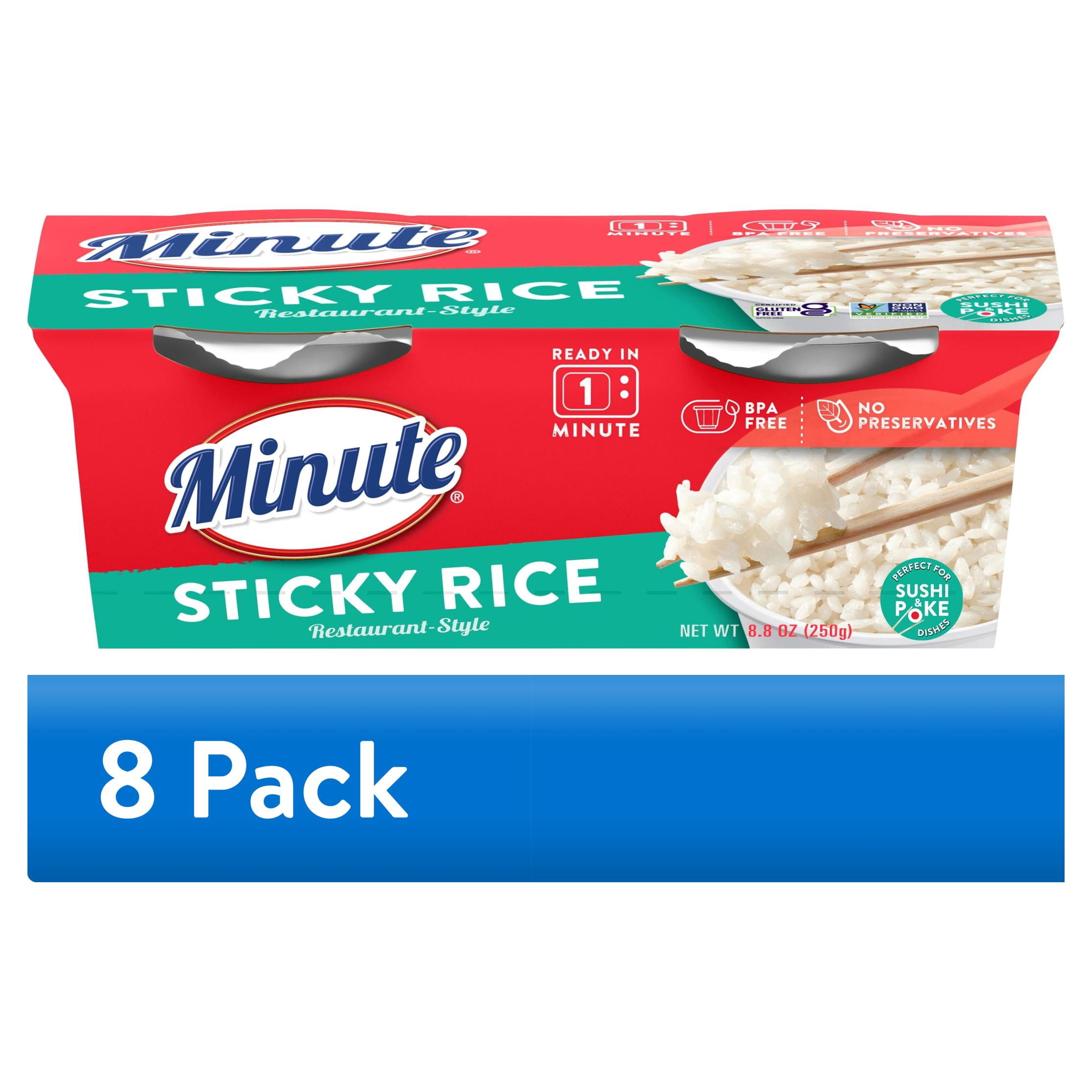 (8 pack) Minute Ready-to-Eat Restaurant-Style Sticky Rice, Microwaveable Rice Cups, 4.4 oz, 2 Count