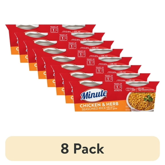 (8 pack) Minute Ready to Serve Gluten Free Chicken Flavored Rice, 4.4 oz, 2 Cups