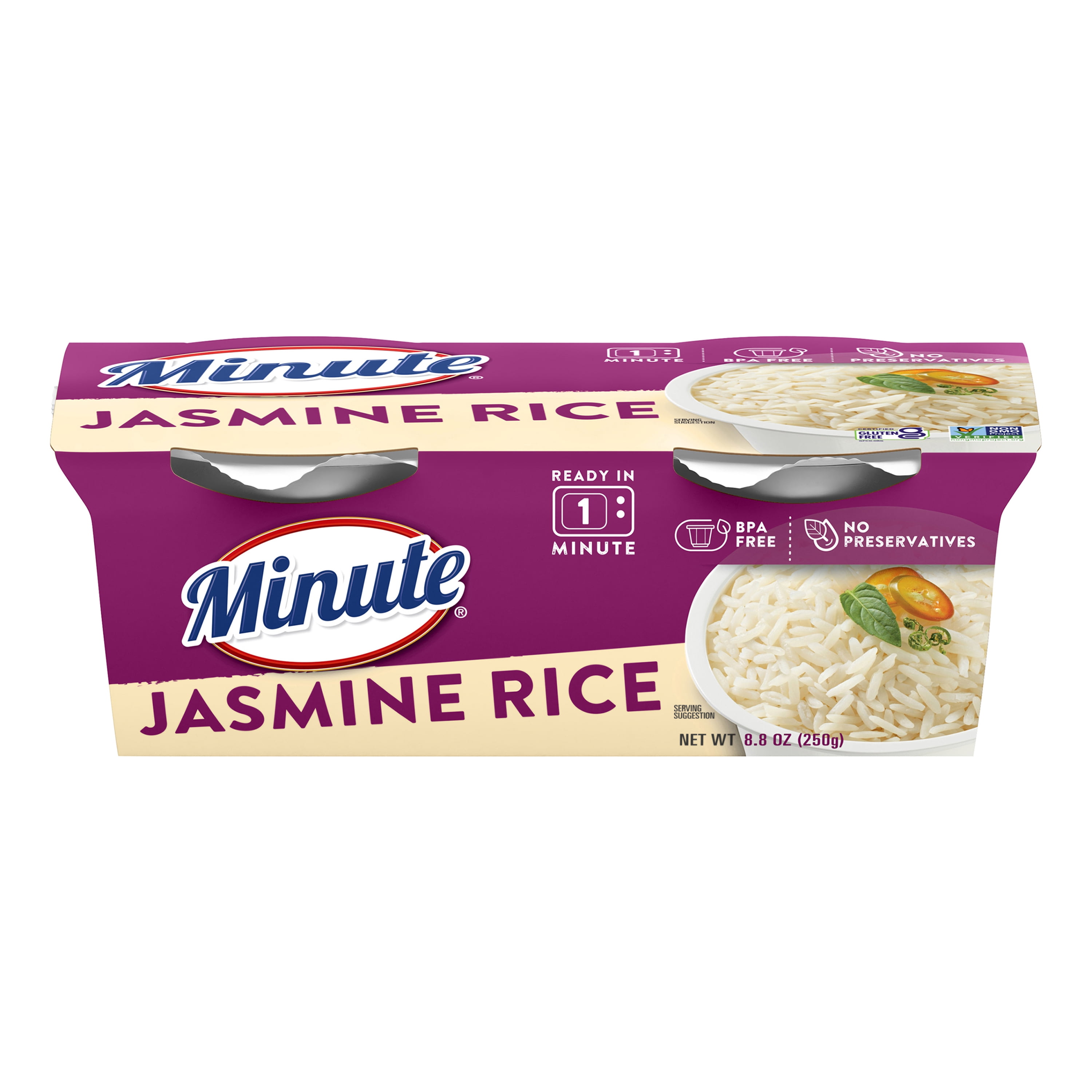 (8 pack) Minute Ready-to-Serve Jasmine Rice, Microwaveable Rice Cups, 4.4 oz, 2 Ct