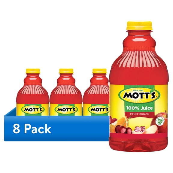 (8 pack) Mott's 100% Juice Fruit Punch Juice, 48 fl oz Bottle