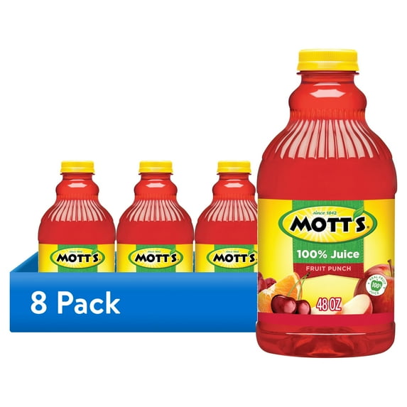 (8 pack) Mott's 100% Juice Fruit Punch Juice, 48 fl oz Bottle