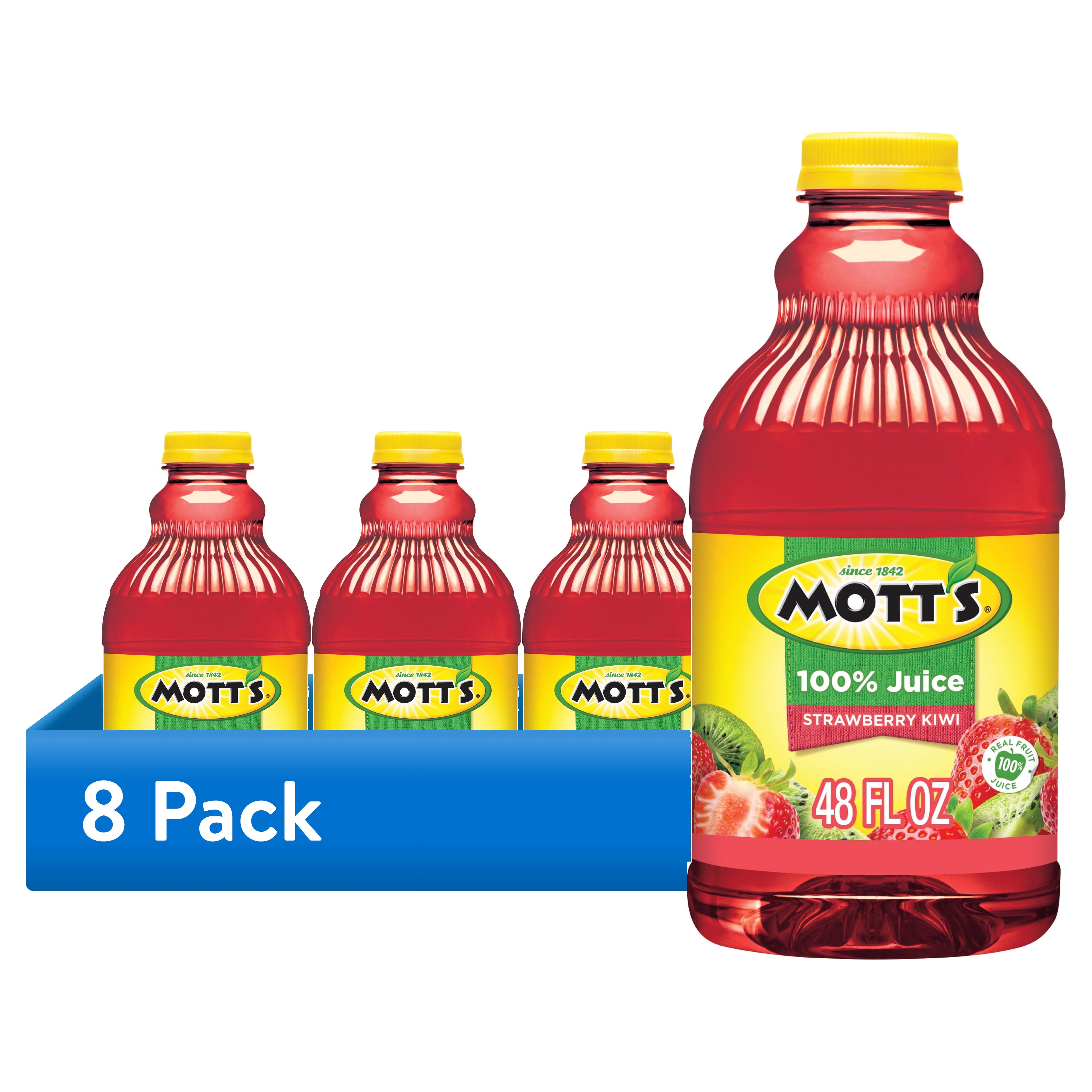 (8 pack) Mott's 100% Strawberry Kiwi Juice, 48 fl oz, Bottle