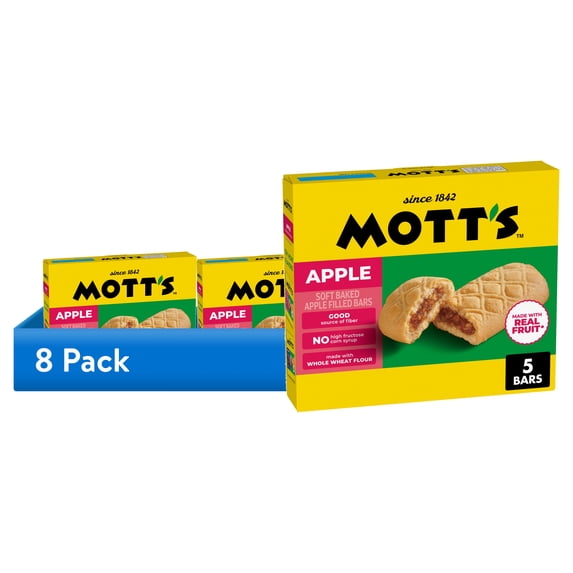 (8 pack) Mott's Soft Baked Apple Filled Bars, Apple Flavor Snacks, 5 Count, 6.55 oz