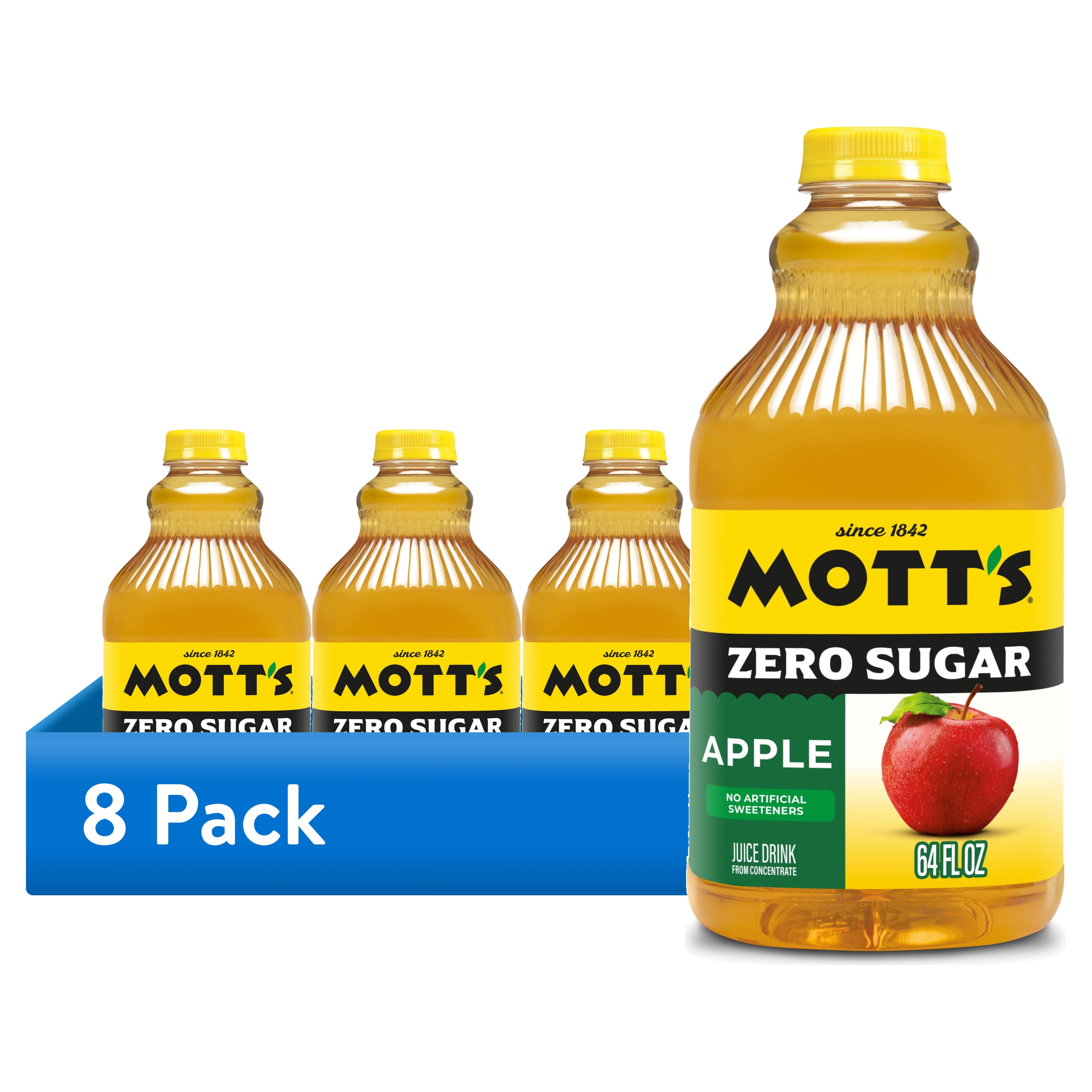 (8 pack) Mott's Zero Sugar Apple Juice Drink, 64 fl oz, Bottle