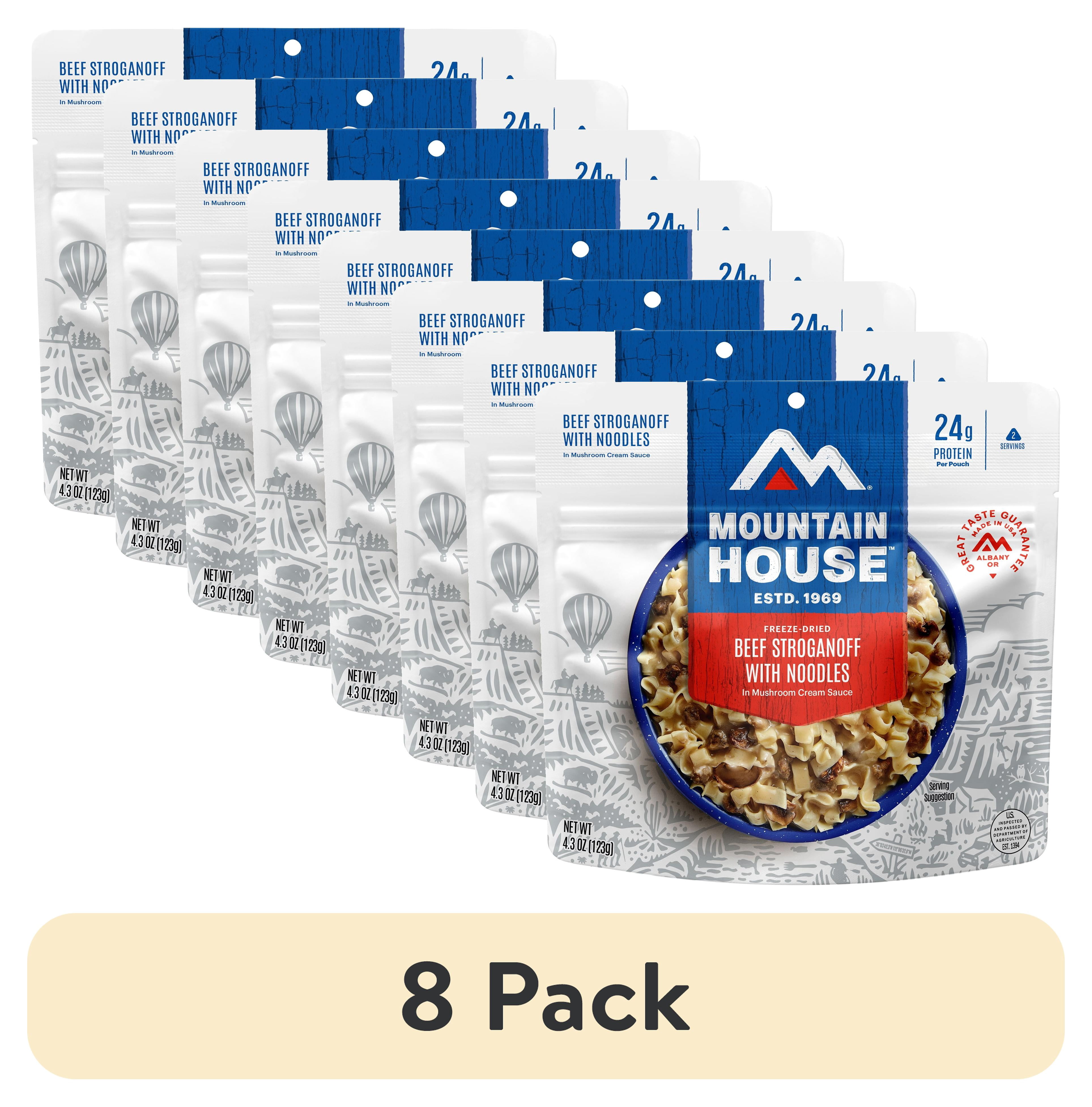 (8 pack) Mountain House Beef Stroganoff with Noodles, Freeze-Dried Backpacking & Camping Food, 2 Servings