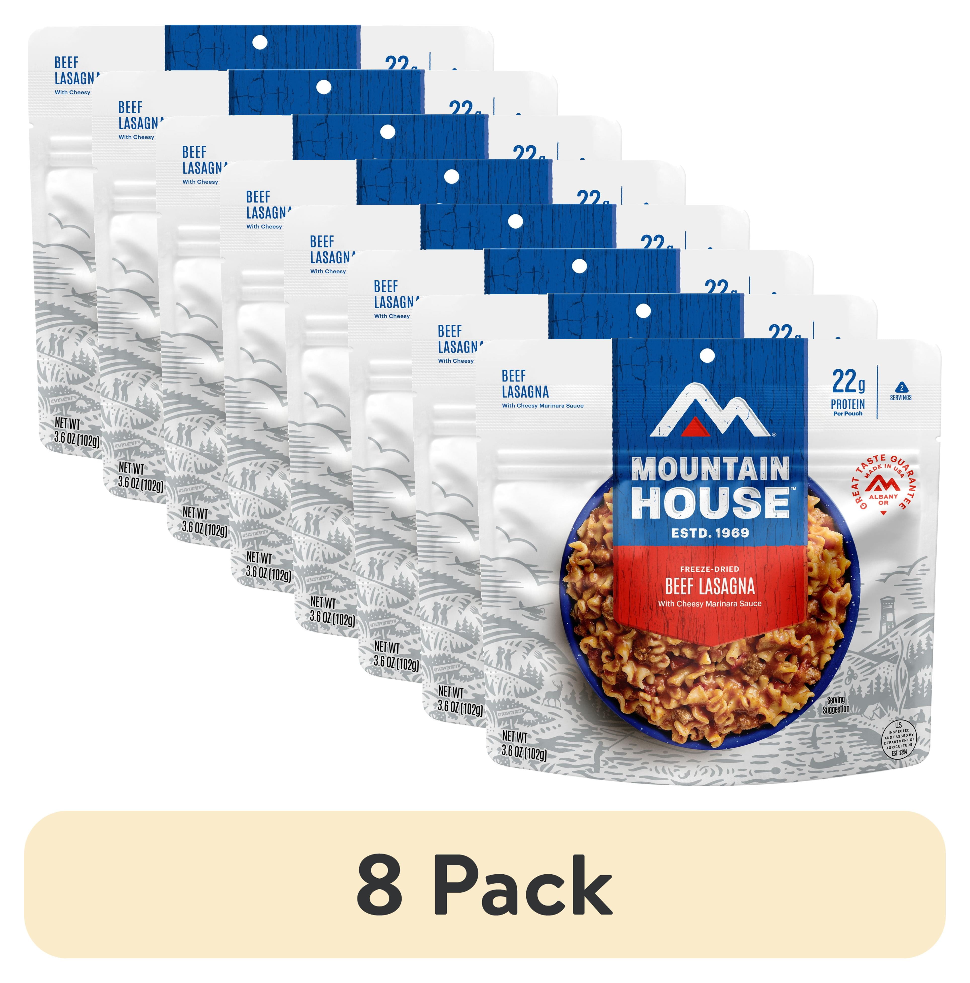 (8 pack) Mountain House Lasagna w/Meat Sauce, Freeze-Dried Camping & Backpacking Food, 2 Serving