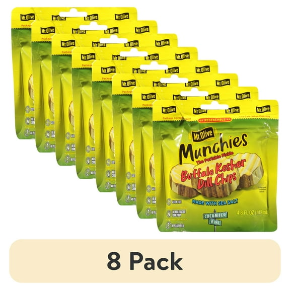(8 pack) Mt. Olive Munchies Buffalo Kosher Dill Pickle Chips - 4.8 fl oz pouch