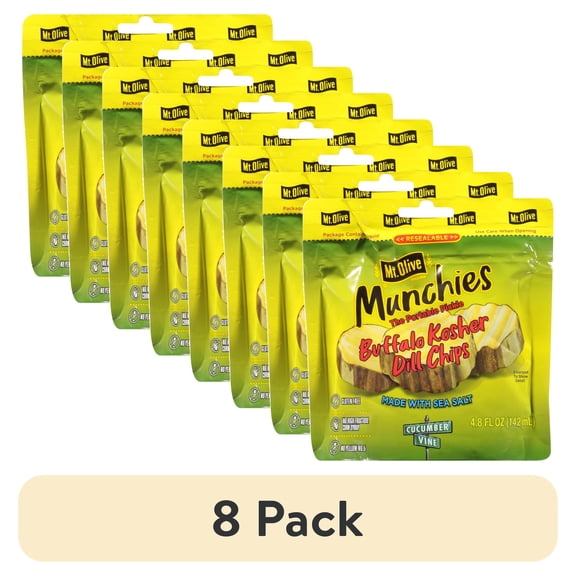 (8 pack) Mt. Olive Munchies Buffalo Kosher Dill Pickle Chips - 4.8 fl oz pouch