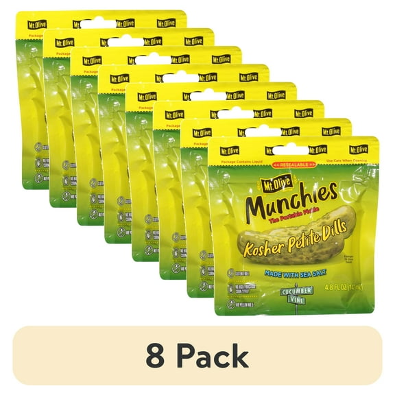 (8 pack) Mt. Olive Munchies Kosher Petite Dills Pickle Pouch - 4.8 fl oz