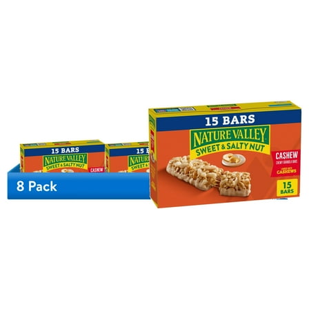 (8 pack) Nature Valley Sweet and Salty Nut Granola Bars, Cashew, 15 Bars, 18 oz