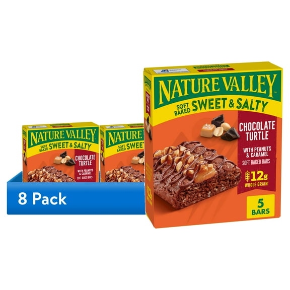 (8 pack) Nature Valley Soft Baked Sweet and Salty Bars, Chocolate Turtle, 5 Bars, 6.2 oz
