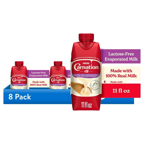 (8 pack) Nestle Carnation Lactose-Free Evaporated Milk for Valentine's Day Treats and Baking, 11 fl oz Carton