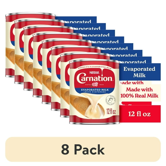 (8 pack) Nestle Carnation Vitamin D Added Evaporated Milk for Valentine's Day Treats and Baking, 12 fl. oz. Can