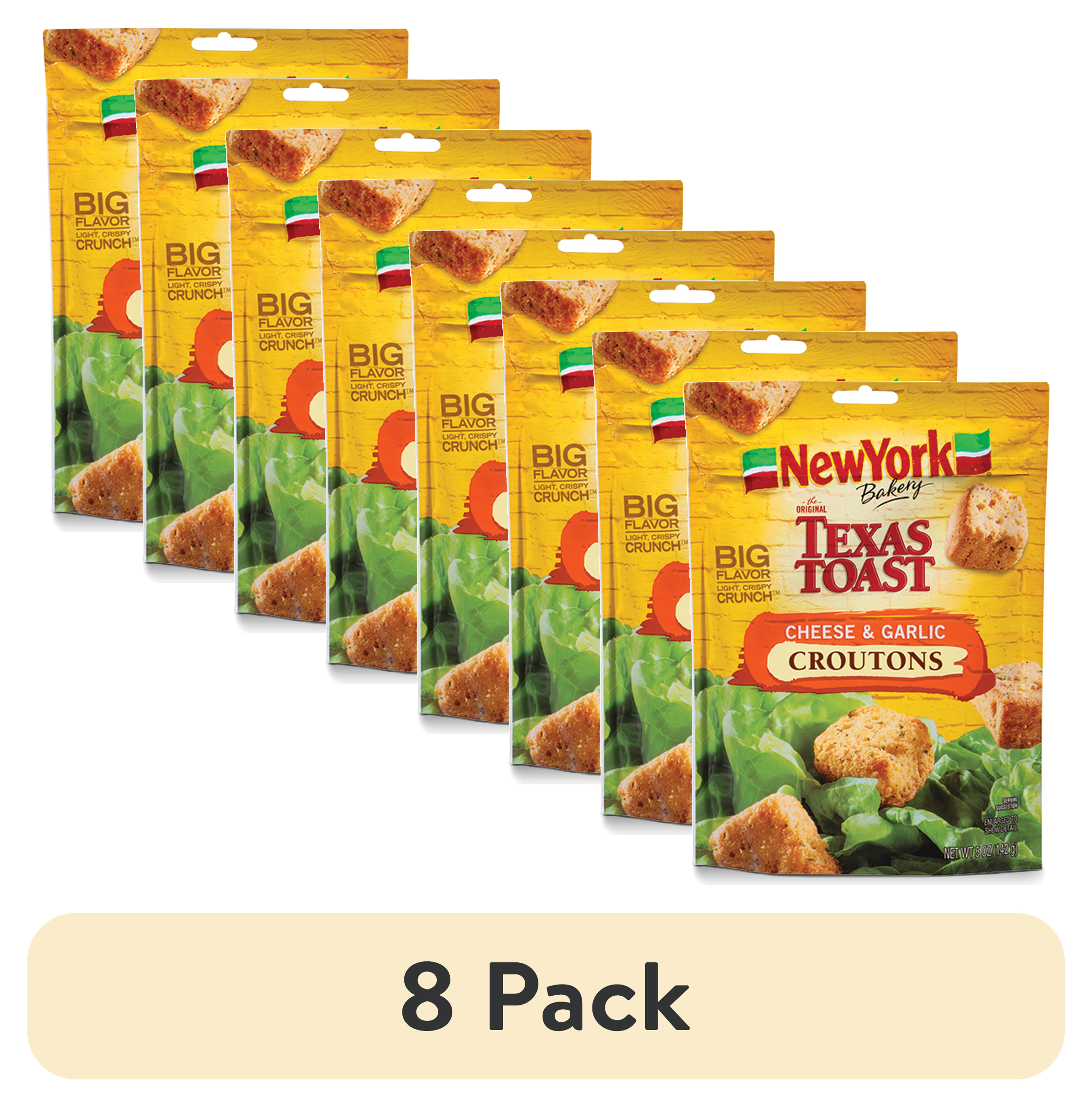 (8 pack) New York Bakery Texas Toast Cheese and Garlic Croutons, 5 oz Bag