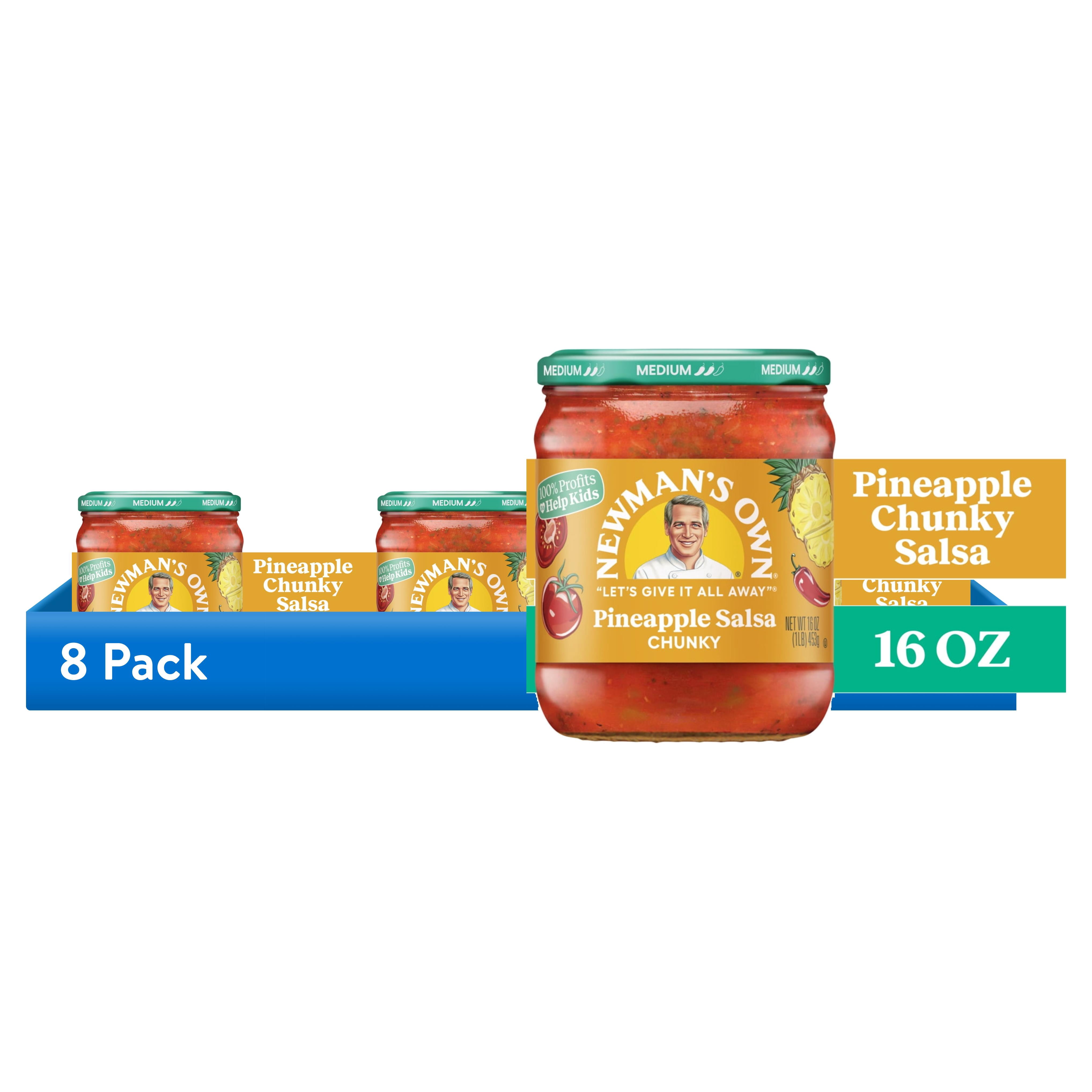 (8 pack) Newman's Own Chunky Medium Pineapple Salsa 16 oz