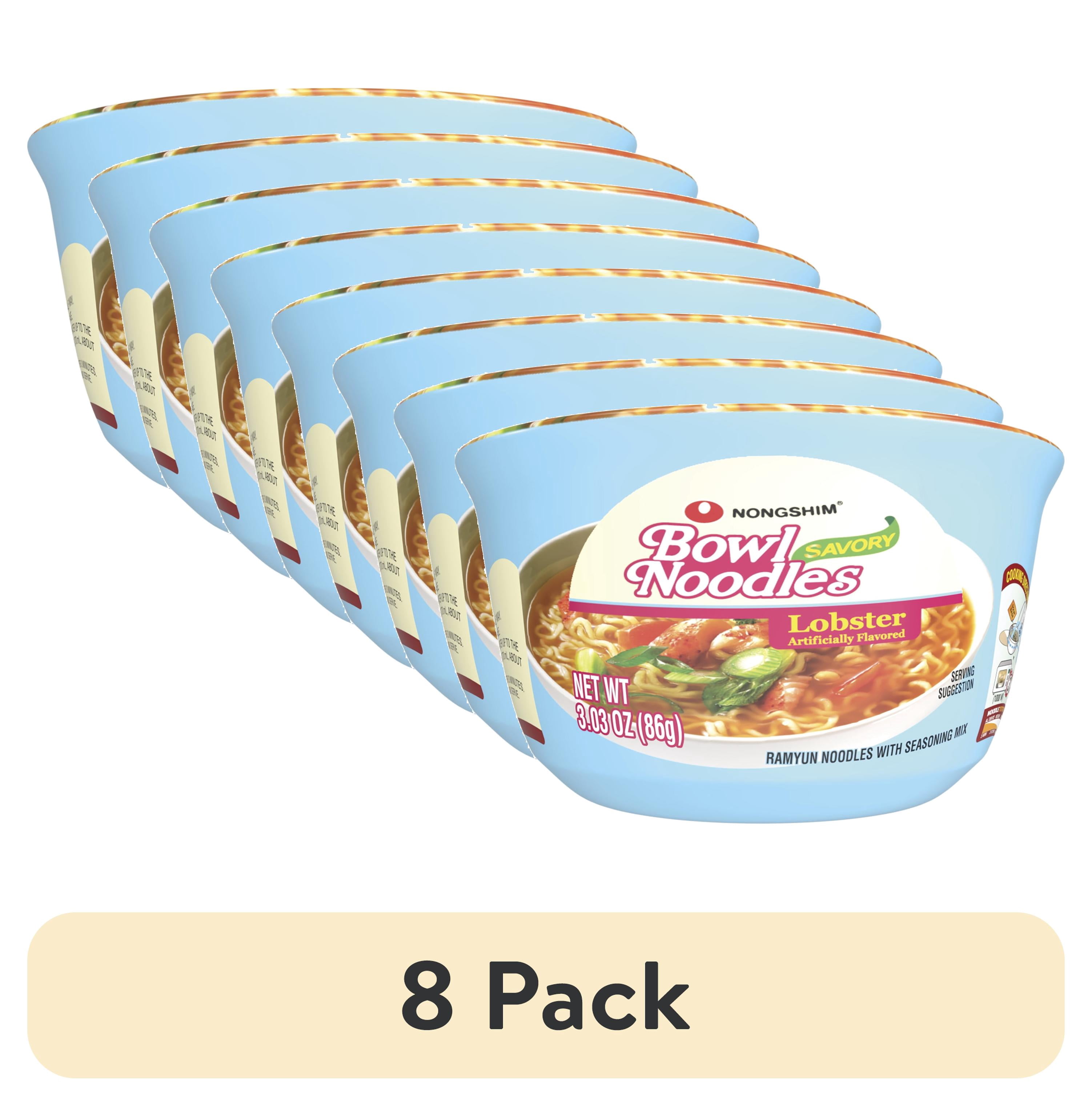 (8 pack) Nongshim Bowl Noodle Savory Lobster Ramyun Ramen Noodle Soup Bowl, 3.03oz X 1 Count, Shelf-Stable