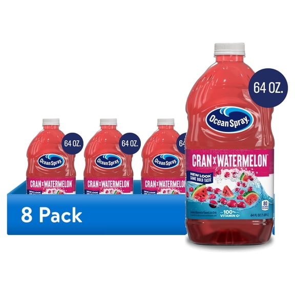 (8 pack) Ocean Spray Cran-Watermelon Cranberry Watermelon Juice Drink, 64 fl oz Bottle