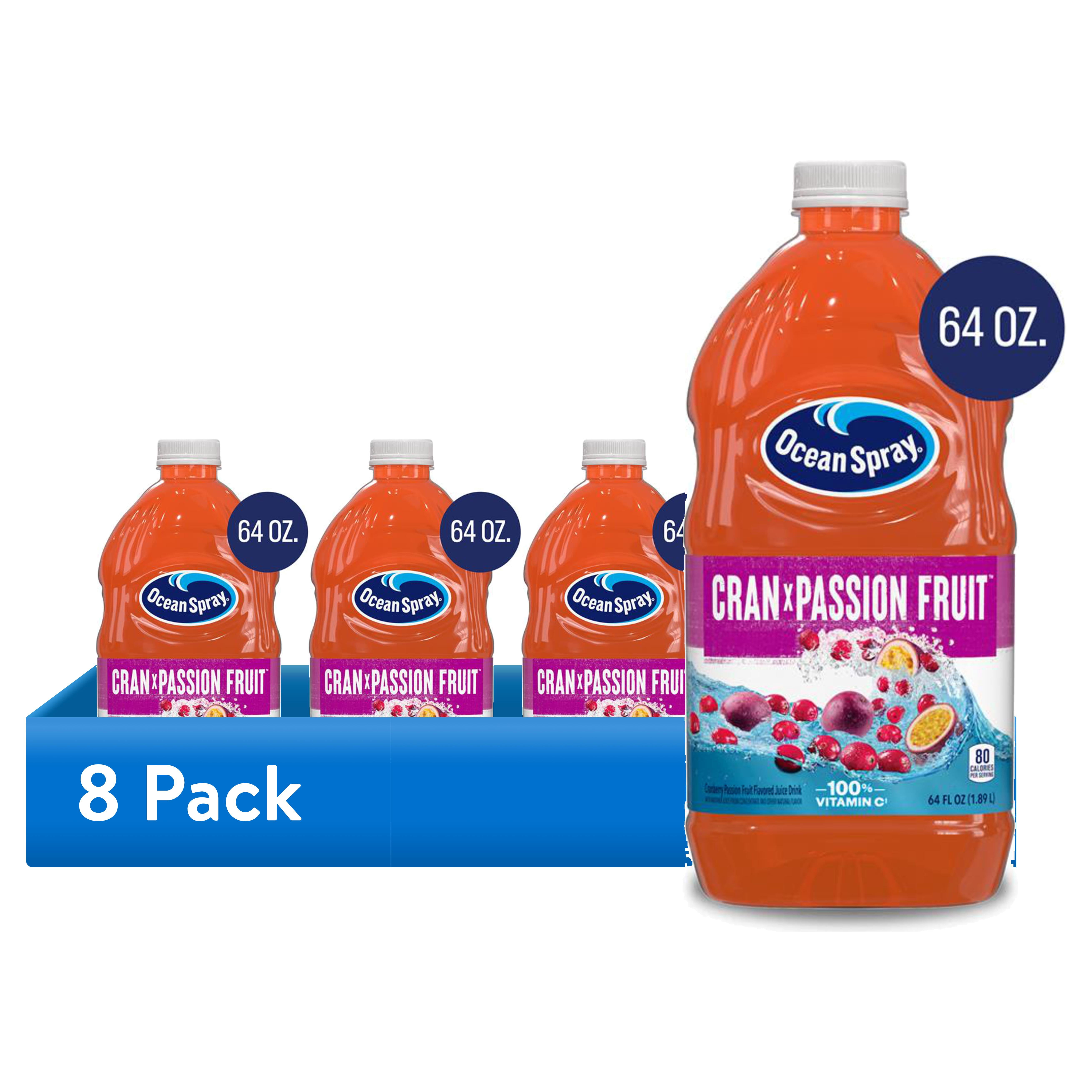 (8 pack) Ocean Spray® Cran X Passion Fruit™ Juice Drink – 64oz Bottle