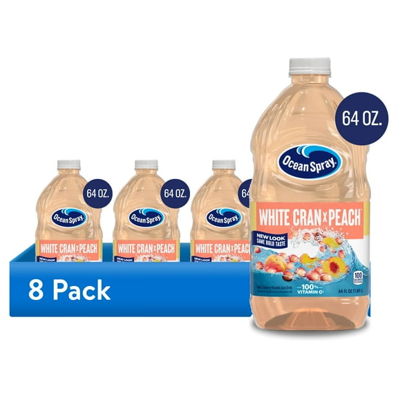 (8 pack) Ocean Spray White Cran-Peach Juice Drink, 64 fl oz Bottle