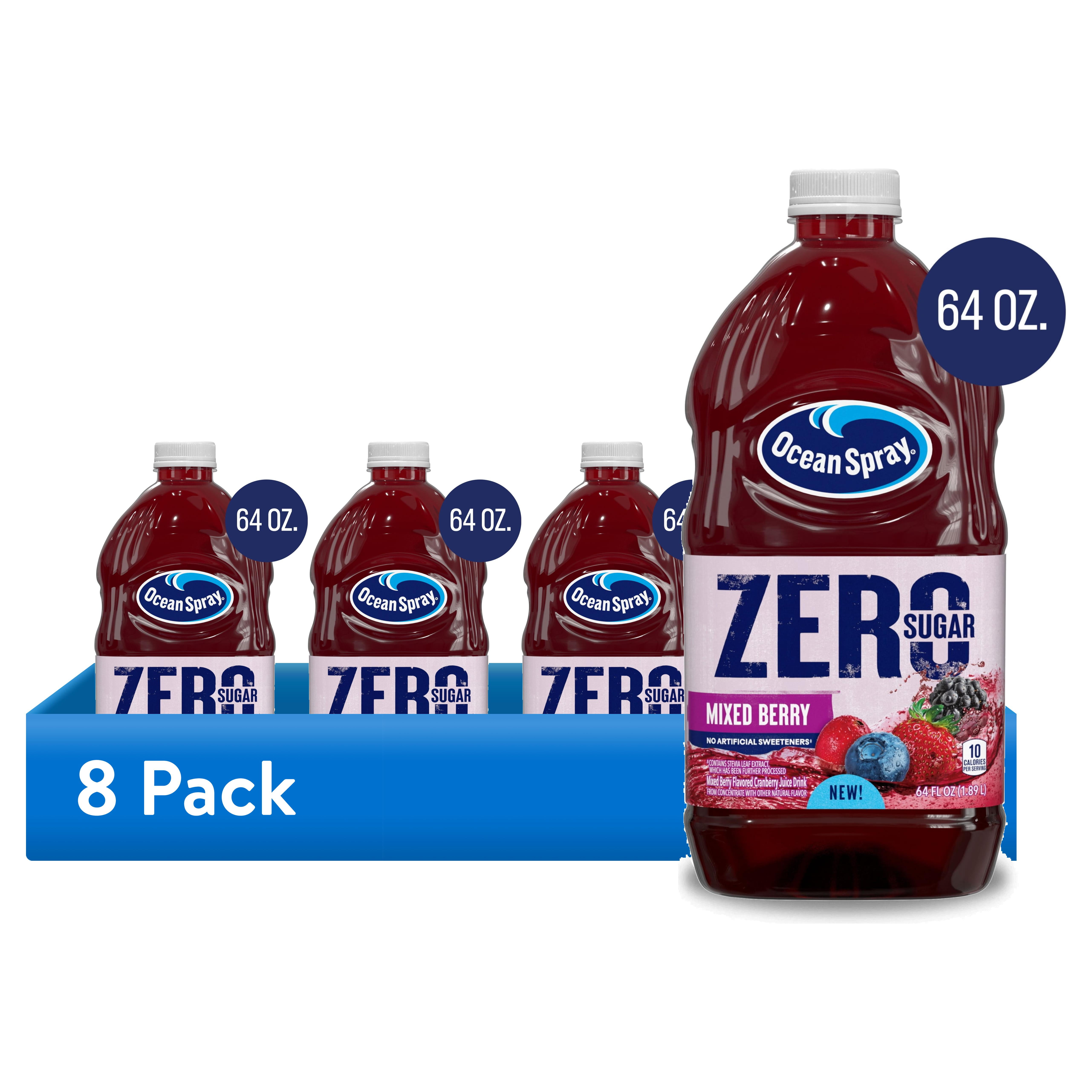 (8 pack) Ocean Spray® ZERO Sugar Mixed Berry Juice Drink, 64 fl oz Bottle